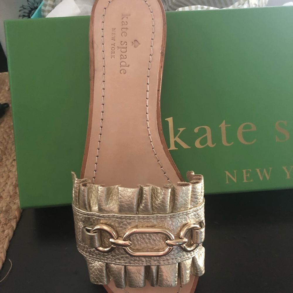 Kate Spade Beau Metallic Gold Sandals new in box